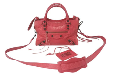 BALENCIAGA バレンシアガ ハンドバッグ Mini City Bag クラシック ミニ シティ ピンクレッド 300295 レザー 美品 中古 4c075229