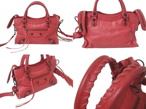BALENCIAGA バレンシアガ ハンドバッグ Mini City Bag クラシック ミニ シティ ピンクレッド 300295 レザー 美品 中古 4c075229