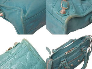 BALENCIAGA バレンシアガ ハンドバッグ Giant Mini City ジャイアントミニシティ ブルー レザー 309544 美品 中古 4c075231