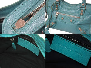BALENCIAGA バレンシアガ ハンドバッグ Giant Mini City ジャイアントミニシティ ブルー レザー 309544 美品 中古 4c075231
