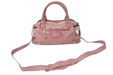 BALENCIAGA バレンシアガ ハンドバッグ 240578 ザ ジャイアント タウン ピンク レザー 良品 中古 4c075232