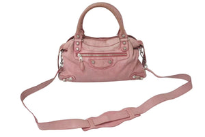 BALENCIAGA バレンシアガ ハンドバッグ 240578 ザ ジャイアント タウン ピンク レザー 良品 中古 4c075232