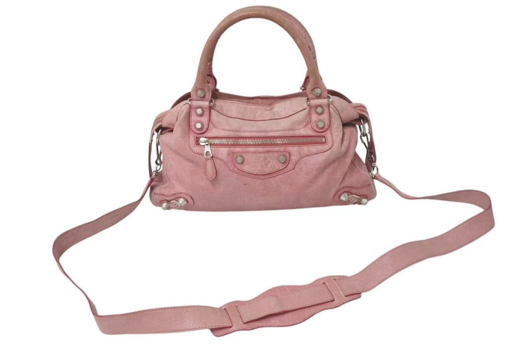BALENCIAGA バレンシアガ ハンドバッグ 240578 ザ ジャイアント タウン ピンク レザー 良品 中古 4c075232