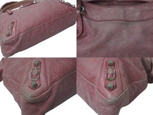 BALENCIAGA バレンシアガ ハンドバッグ 240578 ザ ジャイアント タウン ピンク レザー 良品 中古 4c075232