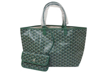 Load image into Gallery viewer, 新品未使用 GOYARD ゴヤール サンルイPM バッグ トートバッグ STLOUIPMLTY09CL09P PVC レザー ヘリンボーン グリーン 中古 4c075238