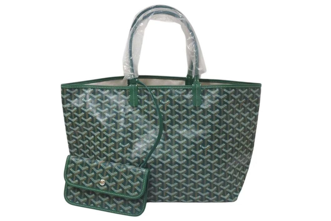 新品未使用 GOYARD ゴヤール サンルイPM バッグ トートバッグ STLOUIPMLTY09CL09P PVC レザー ヘリンボーン グリーン 中古 4c075238