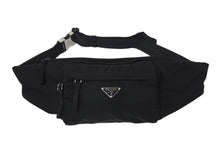 Load image into Gallery viewer, PRADA プラダ ウエストバッグ ボディバッグ トライアングルロゴ 2VL005 ナイロン ブラック シルバー金具 美品 中古 4c075240