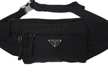 Load image into Gallery viewer, PRADA プラダ ウエストバッグ ボディバッグ トライアングルロゴ 2VL005 ナイロン ブラック シルバー金具 美品 中古 4c075240