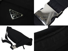 Load image into Gallery viewer, PRADA プラダ ウエストバッグ ボディバッグ トライアングルロゴ 2VL005 ナイロン ブラック シルバー金具 美品 中古 4c075240