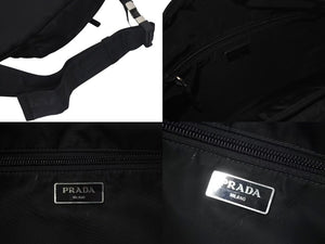 PRADA プラダ ウエストバッグ ボディバッグ トライアングルロゴ 2VL005 ナイロン ブラック シルバー金具 美品 中古 4c075240
