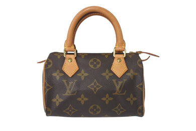 極美品 LOUIS VUITTON ルイヴィトン ミニスピーディ ハンドバッグ モノグラム M41534 PVC ブラウン ゴールド金具 中古 4c075242