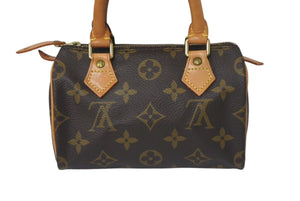 極美品 LOUIS VUITTON ルイヴィトン ミニスピーディ ハンドバッグ モノグラム M41534 PVC ブラウン ゴールド金具 中古 4c075242