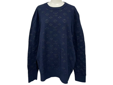 極美品 LOUIS VUITTON ルイヴィトン 20AW ニット セーター モノグラム RM202Q TBV HIN44W ネイビー サイズXL 中古 4c075243