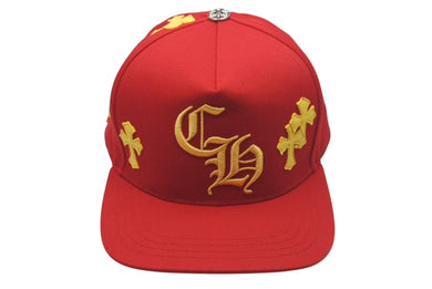新品同様 CHROME HEARTS クロムハーツ Cross Patch Baseball Cap クロスパッチベースボールキャップ 帽子 レッド ホワイト 中古 4c075245