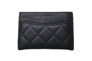 CHANEL シャネル ラムスキン タイムクラシック マトラッセ カードケース ブラック ランダム 美品 中古 4c075252