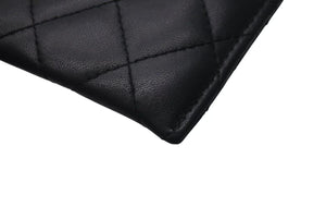 CHANEL シャネル ラムスキン タイムクラシック マトラッセ カードケース ブラック ランダム 美品 中古 4c075252