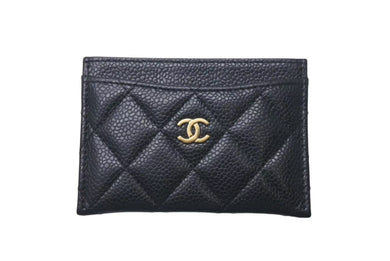 極美品 CHANEL シャネル マトラッセ カードケース 名刺入れ ランダム番台 キャビアスキン ブラック ゴールド金具 中古 4c075261
