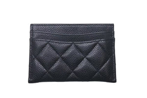 極美品 CHANEL シャネル マトラッセ カードケース 名刺入れ ランダム番台 キャビアスキン ブラック ゴールド金具 中古 4c075261