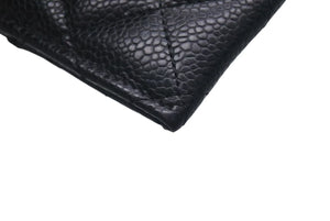 極美品 CHANEL シャネル マトラッセ カードケース 名刺入れ ランダム番台 キャビアスキン ブラック ゴールド金具 中古 4c075261
