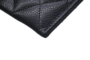 極美品 CHANEL シャネル マトラッセ カードケース 名刺入れ ランダム番台 キャビアスキン ブラック ゴールド金具 中古 4c075261