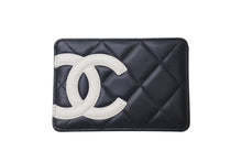 Load image into Gallery viewer, CHANEL シャネル カードケース カンボンライン ココマーク レザー ブラック ホワイト 9番台 美品 中古 4c075268