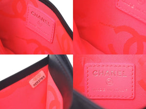 CHANEL シャネル カードケース カンボンライン ココマーク レザー ブラック ホワイト 9番台 美品 中古 4c075268