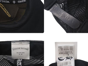 極美品 CHROME HEARTS クロムハーツ トラッカーキャップ ハリウッド CHロゴ刺繍 クロスボール シルバー 925 ブラック 中古 4c075269
