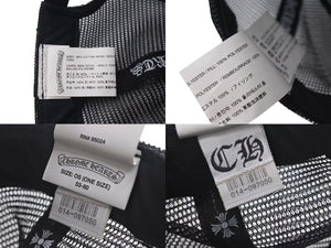 極美品 CHROME HEARTS クロムハーツトラッカーキャップ ニューヨーク CHロゴ刺繍 クロスボール シルバー 925 ブラック 中古 4c075270
