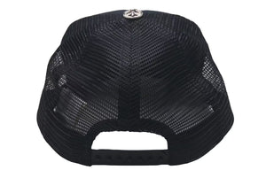 極美品 CHROME HEARTS クロムハーツトラッカーキャップ ニューヨーク CHロゴ刺繍 クロスボール シルバー 925 ブラック 中古 4c075270