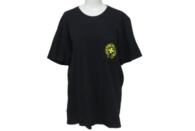 CHROME HEARTS クロムハーツ 半袖Tシャツ CH T-SHRT フロントポケット USA製 コットン ブラック イエロー サイズM 美品 中古 4c075274 