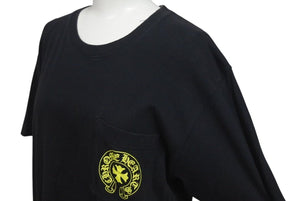 CHROME HEARTS クロムハーツ 半袖Tシャツ CH T-SHRT フロントポケット USA製 コットン ブラック イエロー サイズM 美品 中古 4c075274 