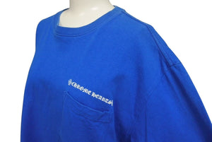 クロムハーツ Chrome Hearts PPO SPACE T-SHRT MATTY BOYバックプリントTシャツ フロントポケット ブルー サイズXL 美品 中古 4c075275 