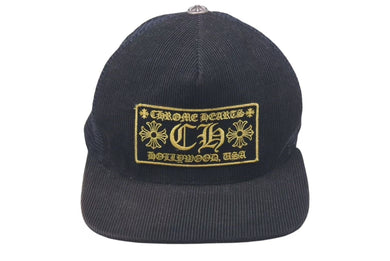 CHROME HEARTS クロムハーツ CH キャップ コーデュロイ トラッカーメッシュキャップ ブラック イエロー シルバー金具 中古 4c075276