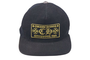 CHROME HEARTS クロムハーツ CH キャップ コーデュロイ トラッカーメッシュキャップ ブラック イエロー シルバー金具 中古 4c075276