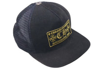 Load image into Gallery viewer, CHROME HEARTS クロムハーツ CH キャップ コーデュロイ トラッカーメッシュキャップ ブラック イエロー シルバー金具 中古 4c075276