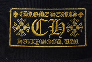 CHROME HEARTS クロムハーツ CH キャップ コーデュロイ トラッカーメッシュキャップ ブラック イエロー シルバー金具 中古 4c075276