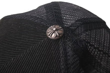 Load image into Gallery viewer, CHROME HEARTS クロムハーツ CH キャップ コーデュロイ トラッカーメッシュキャップ ブラック イエロー シルバー金具 中古 4c075276