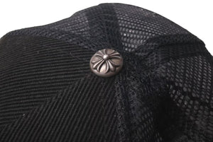 CHROME HEARTS クロムハーツ CH キャップ コーデュロイ トラッカーメッシュキャップ ブラック イエロー シルバー金具 中古 4c075276