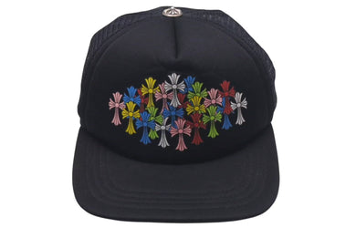 CHROME HEARTS クロムハーツ セメタリークロスプリント トラッカーメッシュキャップ ポリエステル ブラック シルバー金具 美品 中古 4c075277