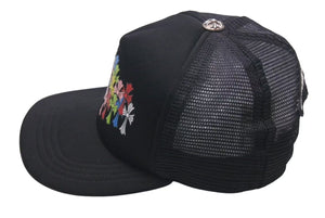 CHROME HEARTS クロムハーツ セメタリークロスプリント トラッカーメッシュキャップ ポリエステル ブラック シルバー金具 美品 中古 4c075277