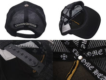 Load image into Gallery viewer, CHROME HEARTS クロムハーツ セメタリークロスプリント トラッカーメッシュキャップ ポリエステル ブラック シルバー金具 美品 中古 4c075277