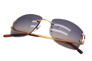 極美品 CARTIER カルティエ メガネ リムレス ブラウン サングラス ゴールド金具 メタル プラスチック 中古 4c075278