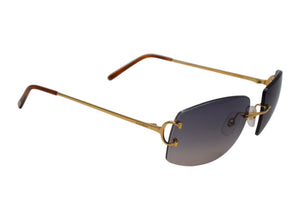 極美品 CARTIER カルティエ メガネ リムレス ブラウン サングラス ゴールド金具 メタル プラスチック 中古 4c075278