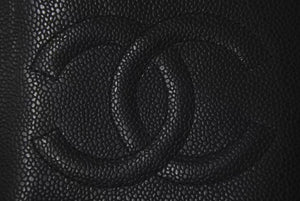 極美品 CHANEL シャネル バニティ ハンドバッグ ブラック キャビアスキン 3番台 ココマーク ロゴ 小物入れ ゴールド金具 中古 4c075279