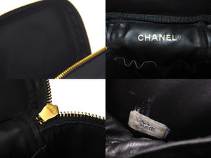 極美品 CHANEL シャネル バニティ ハンドバッグ ブラック キャビアスキン 3番台 ココマーク ロゴ 小物入れ ゴールド金具 中古 4c075279