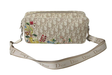 ChristianDior クリスチャンディオール トロッター フラワー ショルダーバッグ PVC レザー ベージュ マルチカラー 美品 中古 4c075281