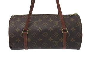 極美品 LOUIS VUITTON ルイヴィトン パピヨンPM 26 筒形 ハンドバック ブラウン モノグラム M51366 中古 4c075288