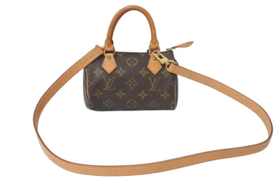 LOUIS VUITTON ルイヴィトン ミニスピーディ ハンドバッグ モノグラム M41534 スト付き PVC ブラウン ゴールド金具 美品 中古 4c075295