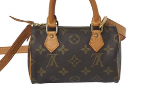 LOUIS VUITTON ルイヴィトン ミニスピーディ ハンドバッグ モノグラム M41534 スト付き PVC ブラウン ゴールド金具 美品 中古 4c075295