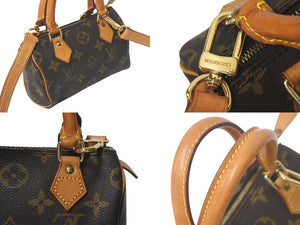 LOUIS VUITTON ルイヴィトン ミニスピーディ ハンドバッグ モノグラム M41534 スト付き PVC ブラウン ゴールド金具 美品 中古 4c075295